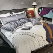 Four pieces of full cotton pure cotton minimalist Nordic 120s long suede cotton embroidered light lavish with four sets of bedding