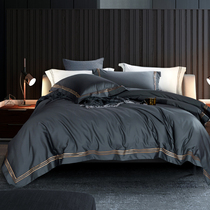 Light and luxurious pure cotton four pieces 100 whole cotton 120s long suede cotton gon satin upscale hotel European-style bedding