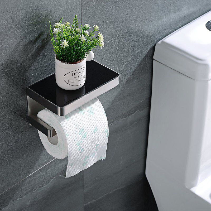 German bathroom glass paper roll holder paper towel hanger toilet bathroom wall-mounted villa hotel household toilet paper holder