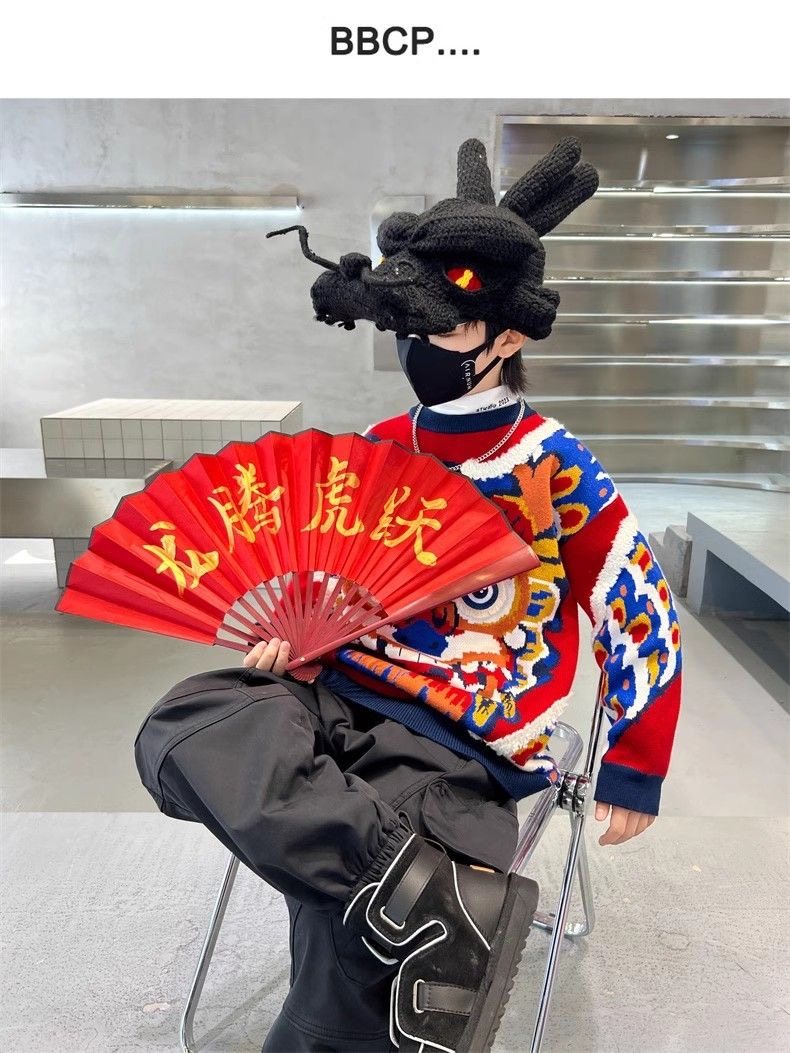 2023 new Winter Dragon Year to be served in the Year of the Year with a red sweater in the red sweater 2024 high-end stars in the same section-Taobao