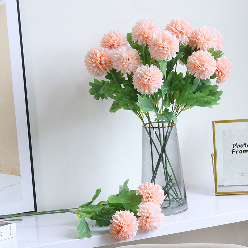 Fake Flower Simulation Flower with embroidery flower room decoration of Nordic luxury glass vase bouquet table