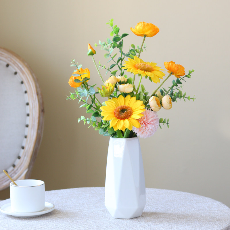 Simulation Flowers Sunflower False Flowers Living-room Tea Table Decoration Flower Arrangement Table Flower Art Pendulum Flowers TV Cabinet Furnishing Small Bouquet