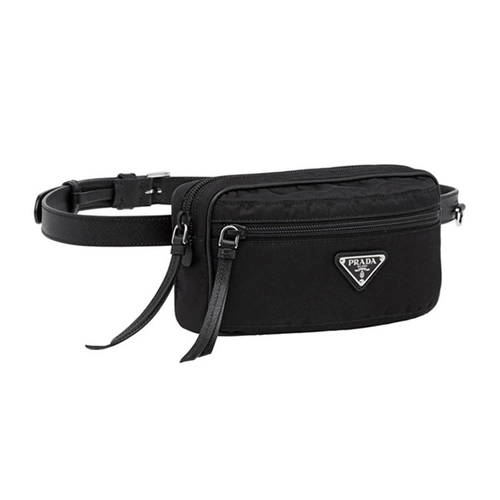 Prada, классический черный съемный маленький ремень, поясная сумка