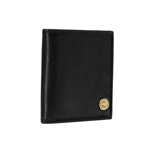 Gucci, классический черный короткий складной бумажник, кошелек