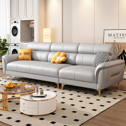 Simple Modern Tech Fabric Sofa for Living Room 2025 New Model Small Apartment Three-Seater Straight Row Genuine Leather Light Luxury Furniture