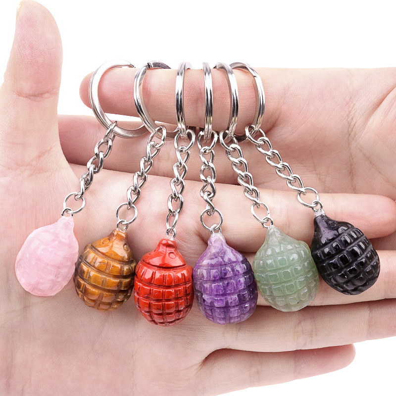 2017-1in Mini Hedgehog Keychain Natural Amethyst Agate Pangolin Forest Animal Pendant
