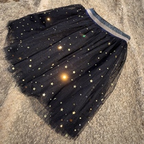 Children Girls Girls babies shiny Starry Sky gauze pleated half-length skirt super-foreign puffy skirt Joker