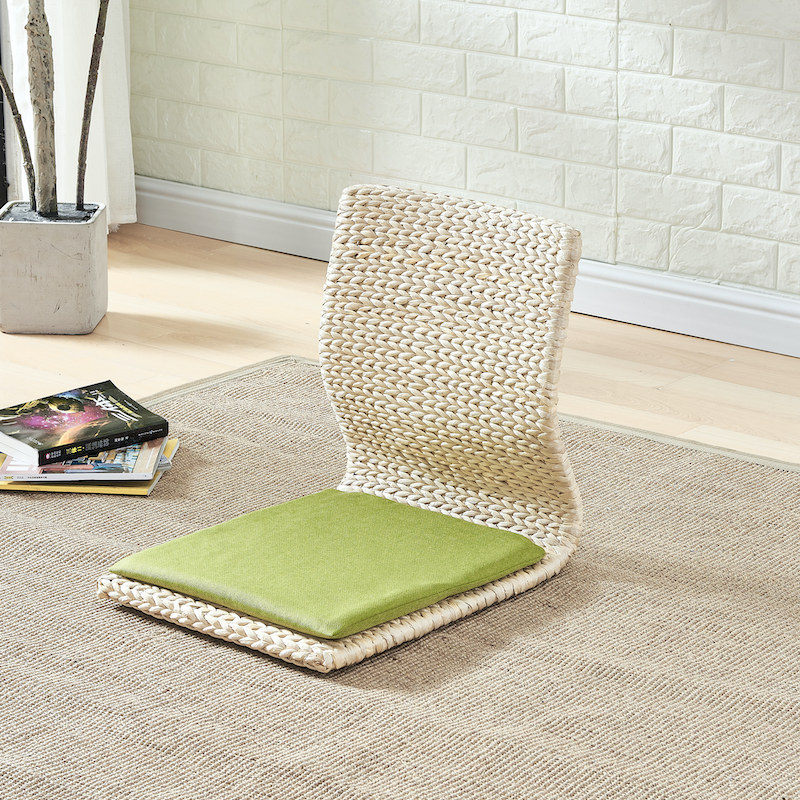 Straw tatami chair back curved back legless balcony bay window chair lazy legless footless chair platform and room chair - Taobao