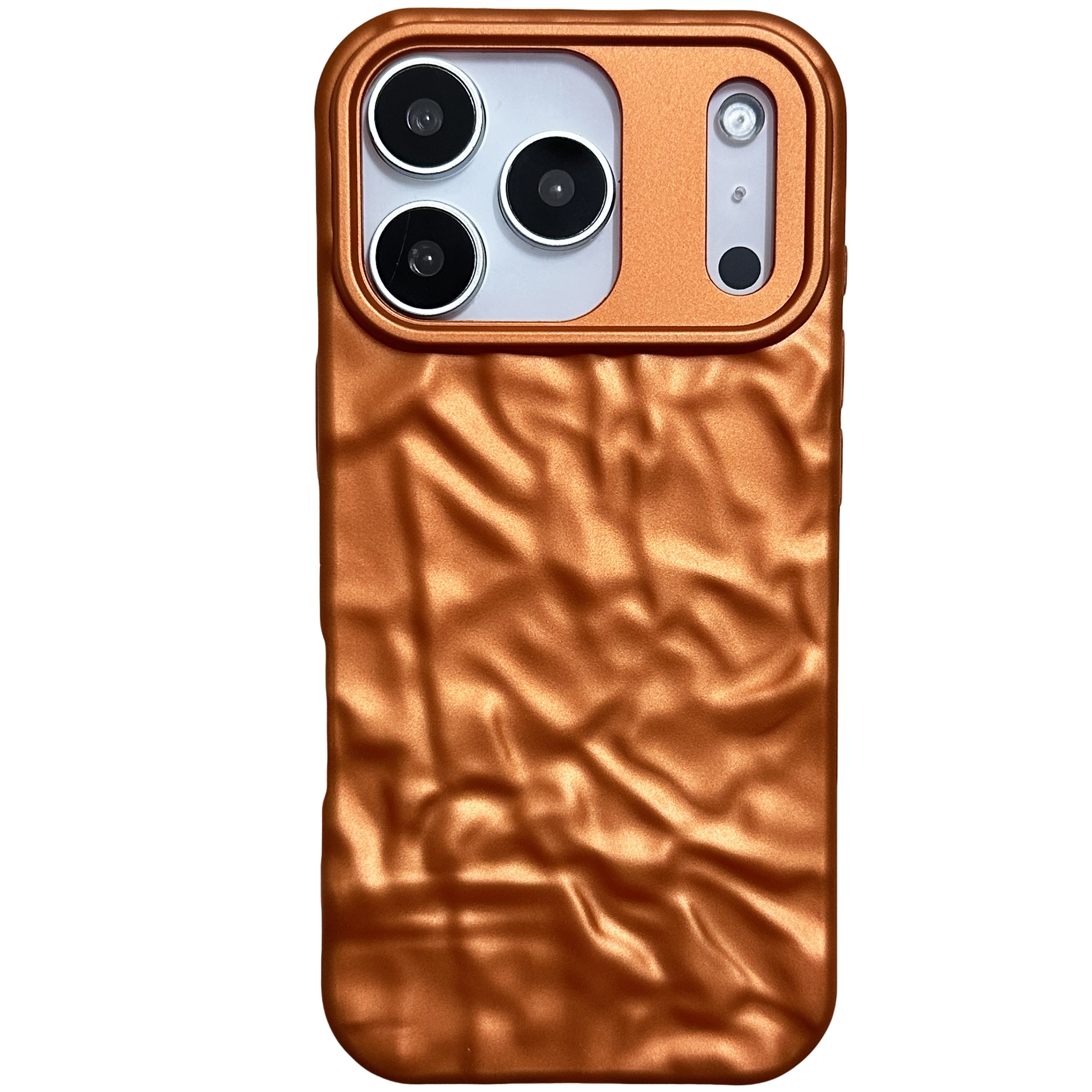 Crumpled Metallic Bronze Copper Camera Matte Metal iPhone Case
