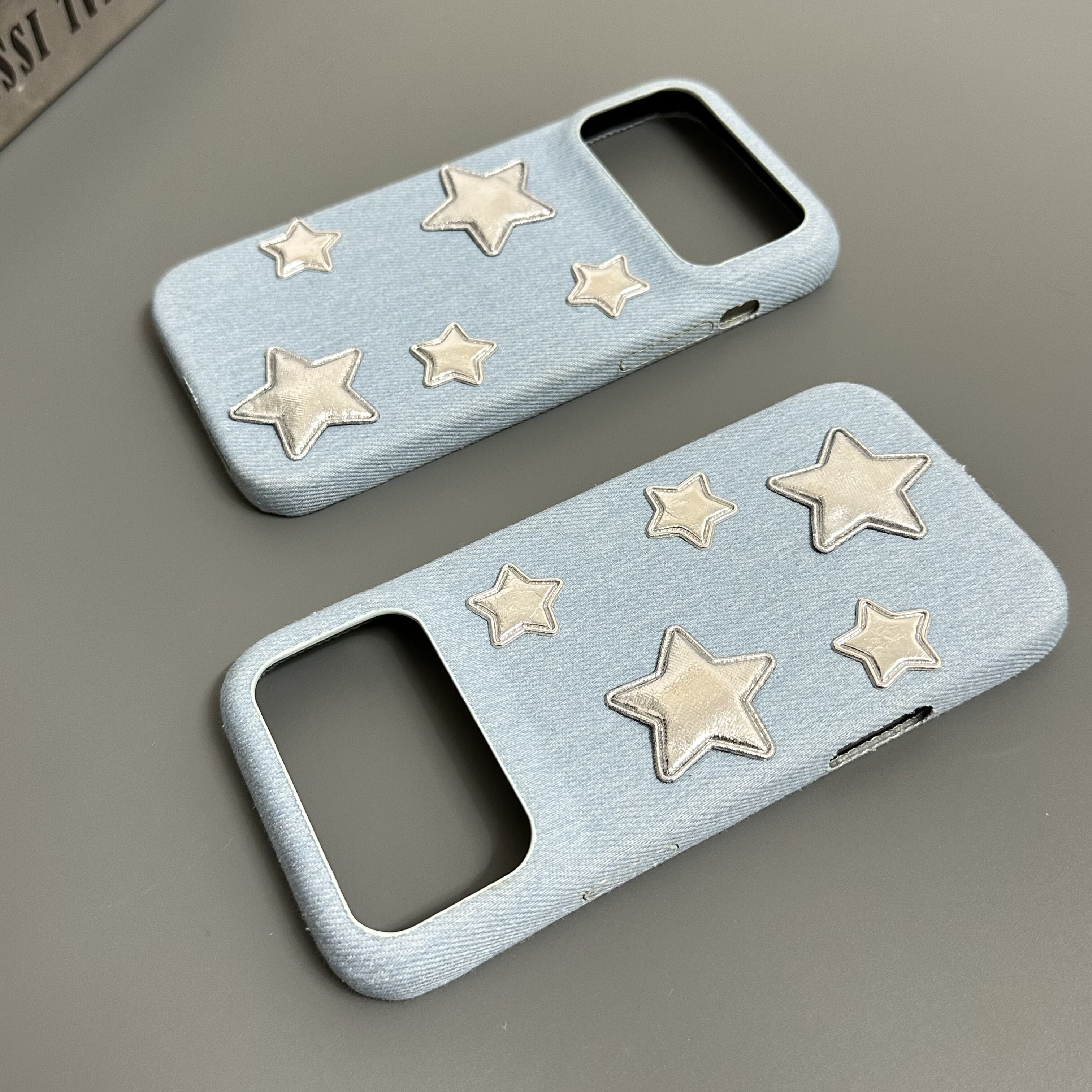 Girls Silver Stars Denim iPhone Case
