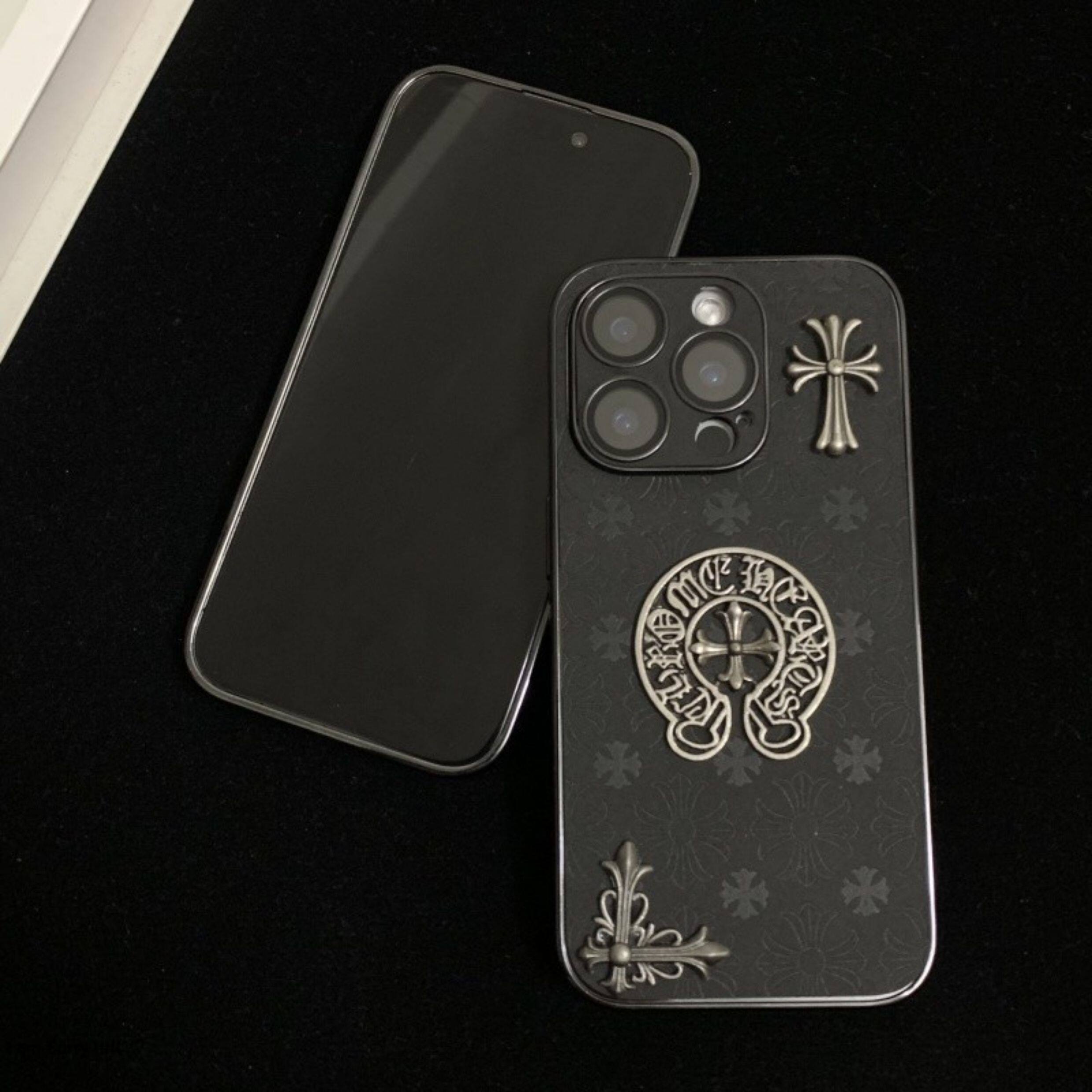 Trendy 3d chrome hearts phone case, exclusive armor for iphone 16 pro max,  matte anti-drop, full coverage personalized straight edge protective case!