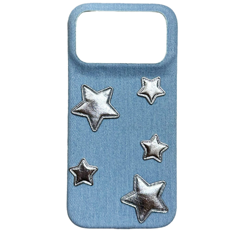 Girls Silver Stars Denim iPhone Case