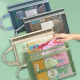 Вместительные и большые двухэтажные нейлоновые водонепроницаемые джинсы с начесом с молнией для школьников для документов, портативный пенал, сортировка, ткань оксфорд