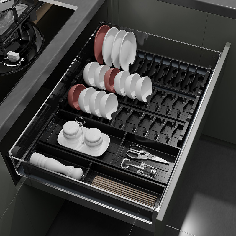 Kitchen drawer storage partition Built-in dish rack Cabinet chopsticks, knives and forks, cutlery, dishes, trays, compartments, finishing boxes