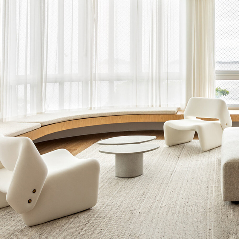 Nordic designer wool single chair small household living room with single-person sofa chair alien wool leather single chair