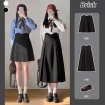 Pankasi skirt womens autumn new thin fat mm large size thin high waist A-line short skirt mid-length hip skirt