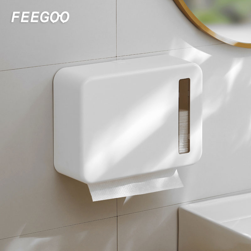 FEEGOO toilet paper towel box wall-mounted commercial toilet paper box household punch-free paper towel box