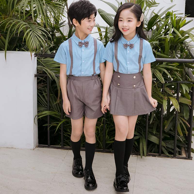 Kindergarten Garden Suit Summer Dress Graduation Photo Clothing Blue for English Breeze Children's Class School Clothing for Primary School Students