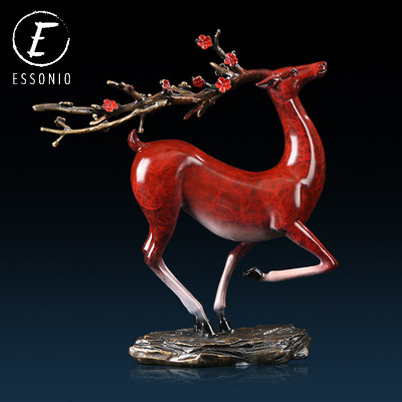 ESSONIO Plum Blossom Deer Swing Piece Home Wine Cabinet Adornment Living-room Xuanguan New Chinese Craft Gift Pendulum Decoration All The Way to You