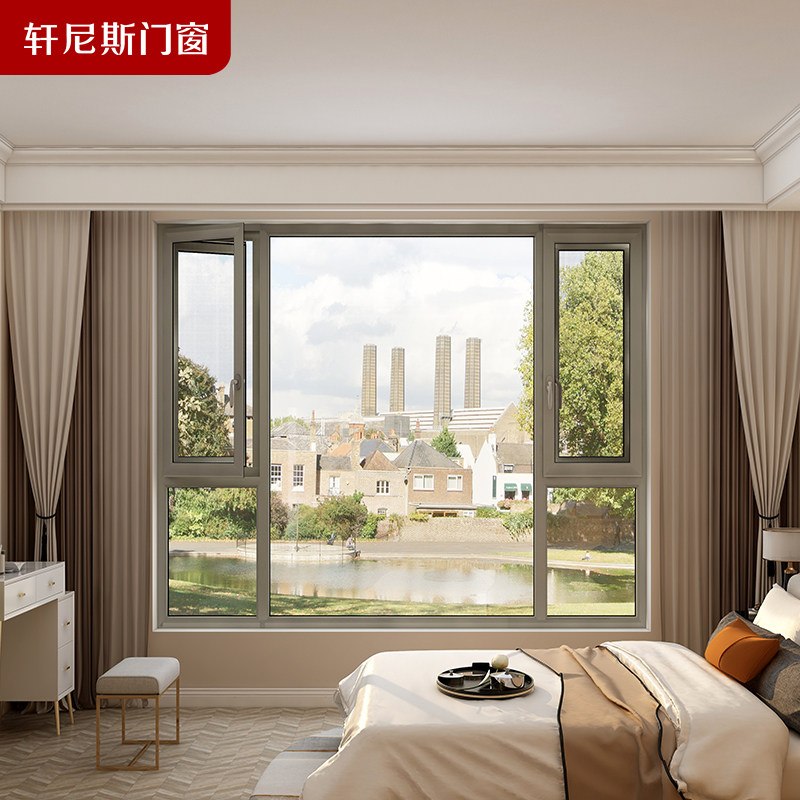 Store Ding Golden Casement Windows Broken Bridge Aluminum Alloy Soundproof Insulation Windows Seal Balcony Bedroom Custom Glazing