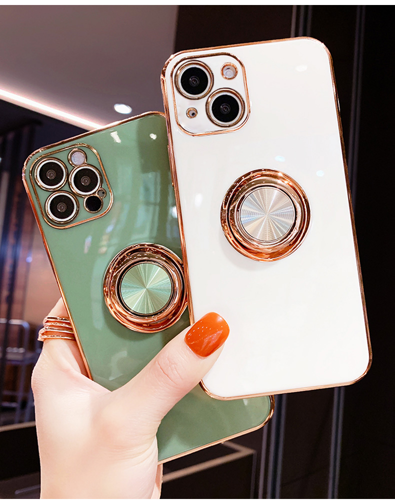 Plating Ring Holder Phone Case For iPhone 13 12 11 Pro Max XS Max XR X 7 8 Plus 13 Pro 11 Shockproof Bumper Electroplated Cover apple iphone 12 mini  case