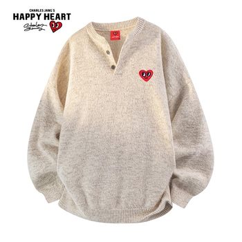 Charles heart american henley collar sweater for men Charles heart american henley collar sweater for men