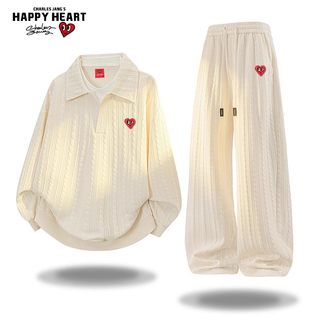 Charles peach heart cuban collar comfort sports set