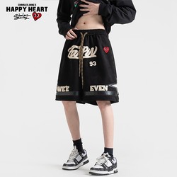 Charles Heart American Retro Heavy Suede Men's Shorts Letter Embroidered Casual Loose Pants Fifth Pants