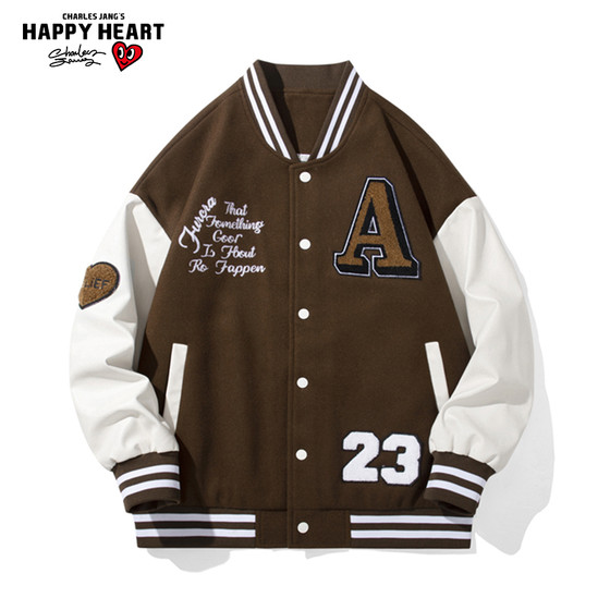 Charles Jang's Happy Heart/Charles Peach Heart Trend Digital Mao Circle Embroidered Personalized Jacket