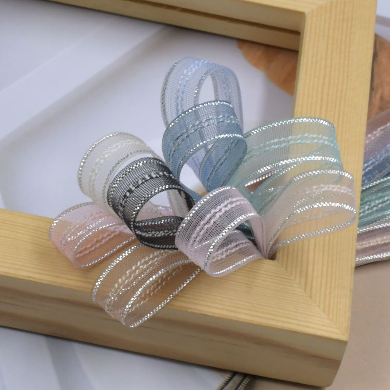 1cm silver-edged fine yarn handmade bow diy braiding ribbon | a summer ...