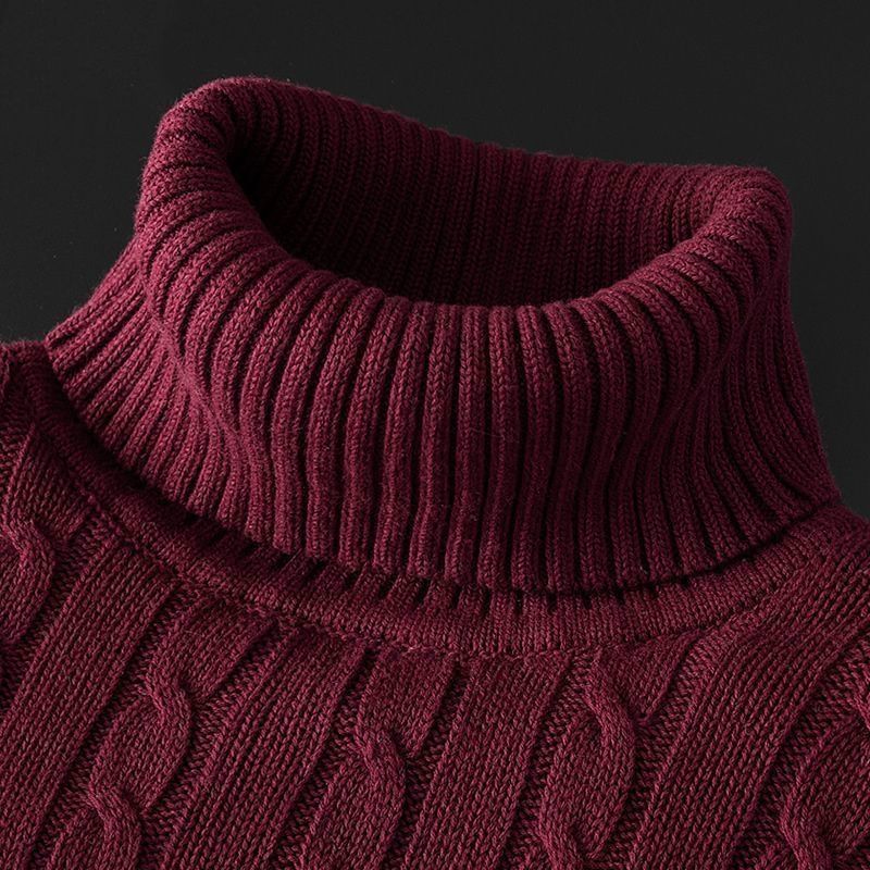 Men's Turtleneck Sweater, Thick Pure Cotton Knitwear, Fleece-Lined, Thickened Thermal Underwear, Men's Sweater, Soft and Stylish