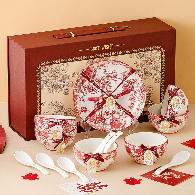 High-Quality Rose Gift Box Tableware Set, Ceramic Bowl, Spoon and Plate Combination, Wedding Gift for Newlyweds, Best Friend Gift, Souvenir Gift High-Quality Rose Gift Box Tableware Set, Ceramic Bowl, Spoon and Plate Combination, Wedding Gift for Newlyweds, Best Friend Gift, Souvenir Gift