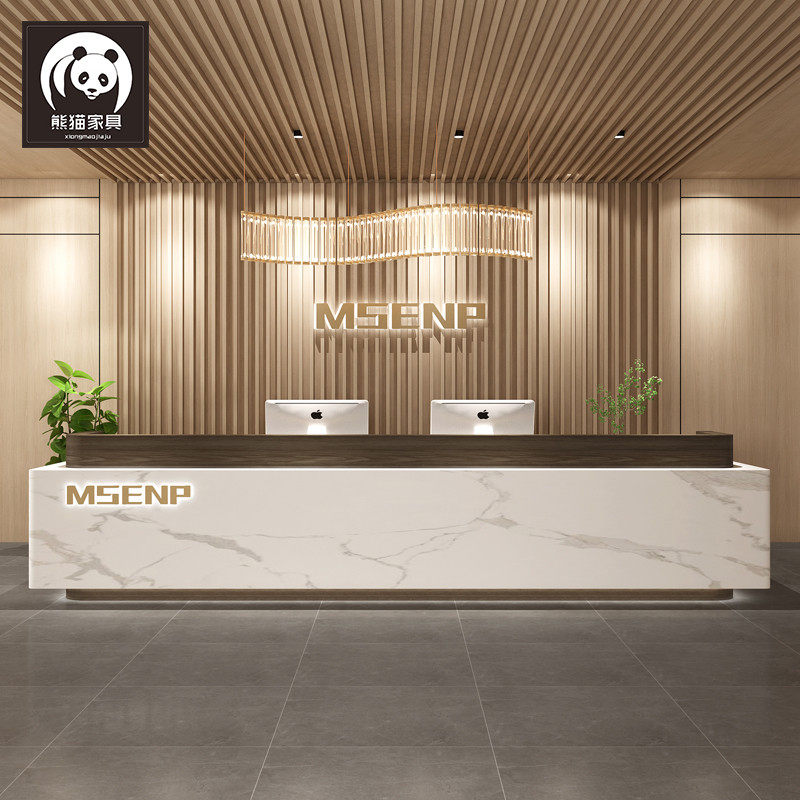 Cashier counter light luxury beauty salon simple modern high-end hotel company atmosphere front desk reception bar imitation marble