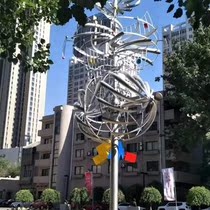 City sculpture square lighting Large pneumatic sculpture Pneumatic windmill Stainless steel pneumatic sculpture installation accessories