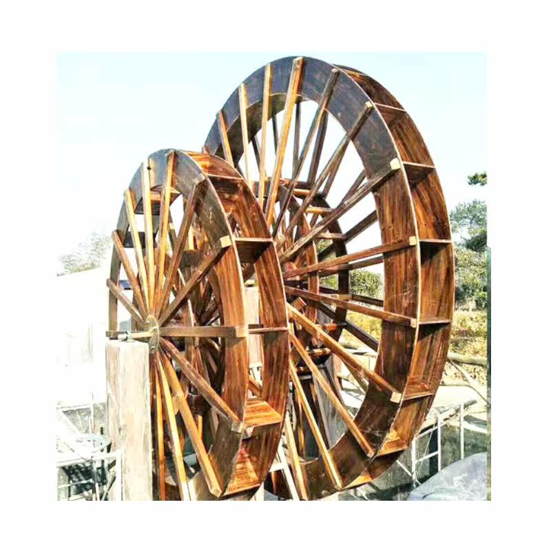 Factory custom handmade rockery wooden fish pond waterwheel small water circulation courtyard home Leisure Farm waterwheel