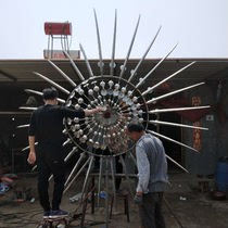 Large outdoor abstract city square wind sculpture Stainless steel ornaments Landscape wind energy dynamic logo direct sales