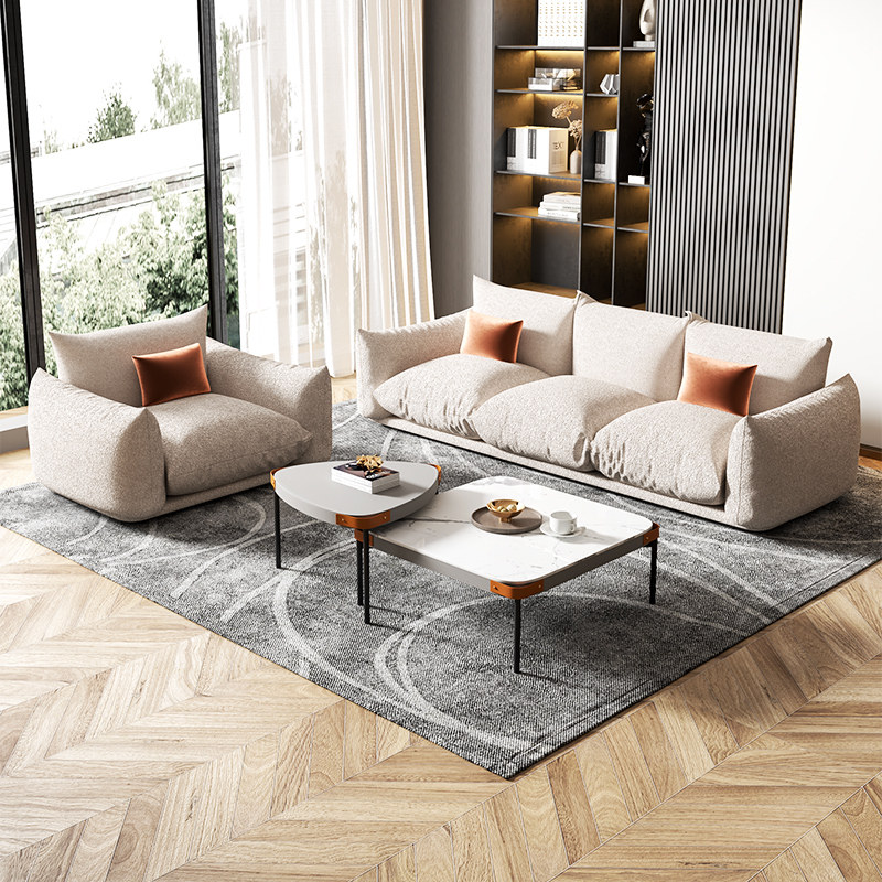 Nordic fabric sofa snow velvet small apartment white ins wind net red bread single three-seat combination sofa