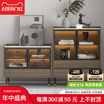 Nordic Rockboard Glass Door Wine Cabinet Integrated By Wall Living Room Modern Minima Dining Side Cabinet Home Light Lavish Lockers