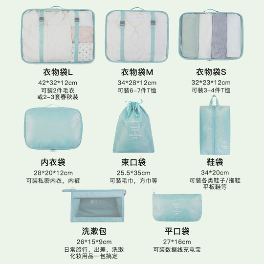 A Must-Have Travel Essential: a Complete Set of Short-Term Travel Supplies, a Portable Clothing Organizer Set of Eight Pieces for One-Time Use When Going Out