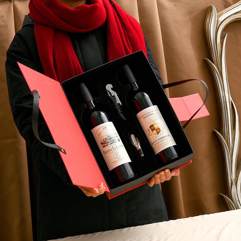 Red wine handbag double pack general high-end wine packaging gift box 2 red wine bags empty leather handbags