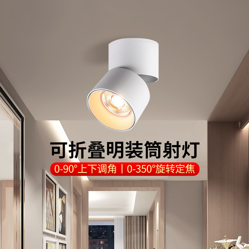 Regez Lighting LED Cylinder Light spotlight Ming Folding Folding Free Bore Ceiling Light Living Room Background Wall Genguan Light