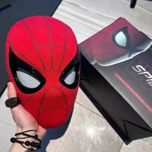 Electric fully automatic spider-man headgear movable miles adult mask can blink doll vertical and horizontal universe headgear