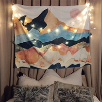 Arrangement art red cloth decoration cloth hanging cloth tapestry Nordic background hanging painting bedside wall cloth room Inn girl net