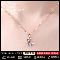 Fazania Swan Necklace Woman 18k Gold Color Gold Light Lavish Crowdlock Bone Chain Pendant Birthday Gift To Girlfriend