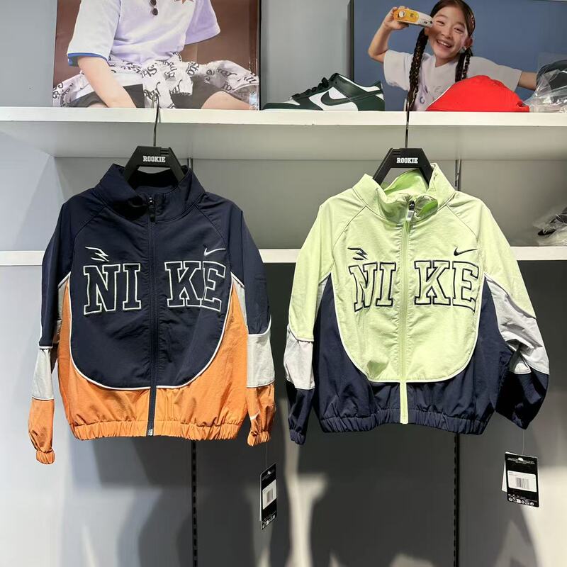 Nike Genuine 26-Year Spring and Summer Patchwork Stand-Collar Jacket for Boys and Girls, Sports Casual Jacket N32622010