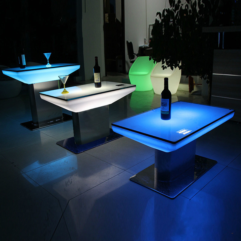 Creative KTV glow coffee table rectangular table bar clear bar table chairs box led card seat bar table loose table table