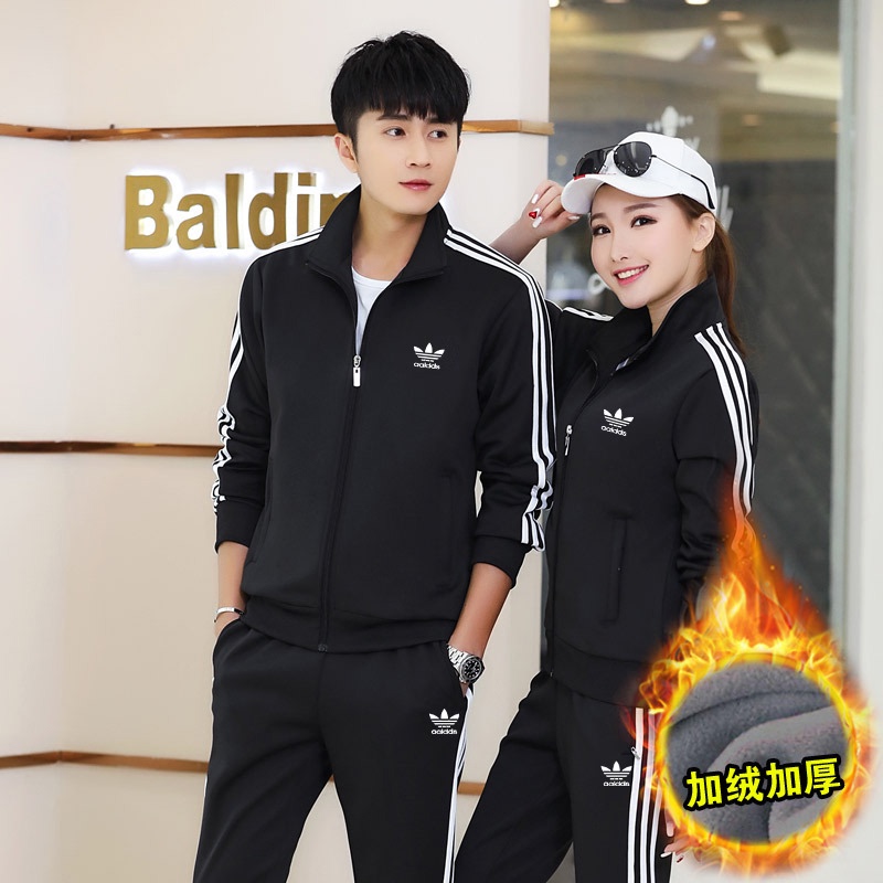 Clover Sports Suit Men's Spring, Autumn, and Winter Casual Large Size Loose Fleece Thickened Couple's Sweatshirt Women's Two-Piece Set