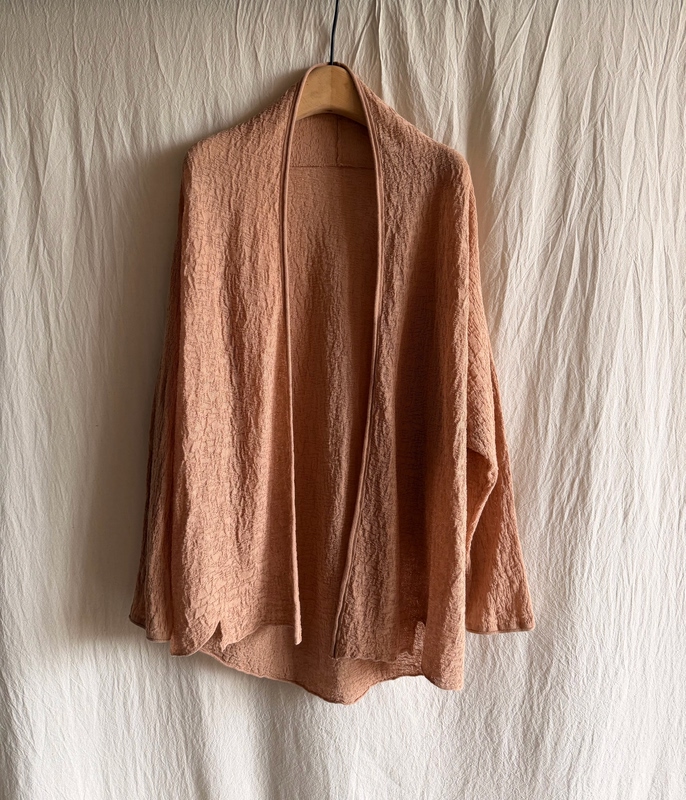 Blue Tower - Custom-Dyed Persimmon-Dyed Cotton and Linen Loose Cardigan
