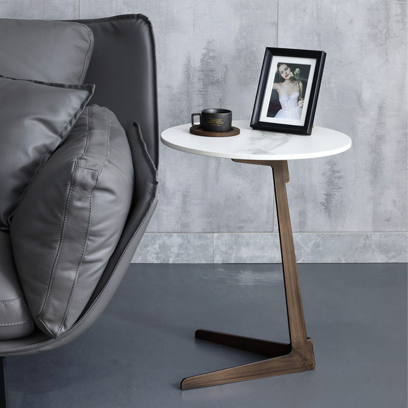 Willy-style rockboard sofa edge a few light lavish minimalist around modern round countertop Living room small family-type tea table art corner a few-Taobao