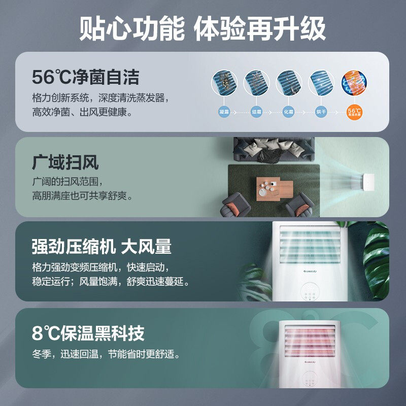 Gree Air Conditioner Cool Summer 3 Hp Square Cabinet Unit, Cooling and Heating, First-Class Energy Efficiency, Vertical Household Inverter Yunjia Third-Level Cabinet Unit